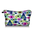 Detailed view of evil eye pattern makeup bag with colorful abstract art and black zipper - Colorful Full Print Abstract Geometric Eye Style (jaiying130)