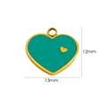 Ciondolo a cuore dorato con smalto verde e piccolo motivo in oro, misura 13mm x 12mm - Cuore Verde