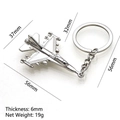 Silver 3D fighter jet airplane keychain in zinc alloy with dimensions 56mm x 37mm - X-551 Military Jet