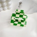 Green and white checkered acetate hair claw clip with minimalist square hollow design - 5cm / Green & Beige Checkerboard