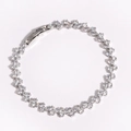 Detailed view of silver zircon bracelet with marquise and round cut stones on white - White Gold