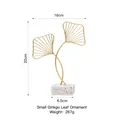 Golden metal ginkgo leaf ornament with terrazzo base for modern tabletop decor - Double Ginkgo Leaf-Small