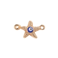 Vista detallada de un dije de estrella de mar dorada con ojo turco para joyería DIY - 10 Piezas Estrella de Mar Dorada