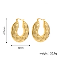 Luxury gold geometric diamond pattern earrings in stainless steel for women fashion - Rhombus Grid Hoop / Gold