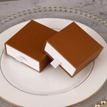 Square brown and white drawer jewelry box featuring a white ribbon pull handle - Brown+White