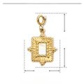 Detailed view of square gold shell pendant dimensions 25mm by 14mm in stainless steel - Retro Palace Square Style YF216
