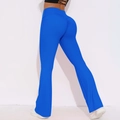 Helderblauwe flare yoga broek met hoge taille, scrunch butt lift en sneldrogend materiaal - S / Klein Blauw