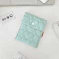 Compact mint green heart-quilted storage pouch with a secure snap button closure - Green Heart (Flap Snap Style)
