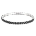 Silver 4mm elastic tennis bracelet with black cubic zirconia for women minimalist style - Silver Base Black Zircon (KB164863-Z)
