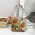 Canvas handbag featuring vibrant sunflower double-sided embroidery and sturdy handles - Style 7-Oil Painting Sunflower