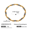 Bracciale di perle in acciaio inossidabile oro 18K e nero con pietre sfaccettate, 18cm - Bracciale a Cordoncino con Perline Sfaccettate Arcobaleno (JDB0305033-PS)