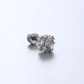Silver stainless steel stud earring with marquise-cut clear crystals and screw back - Clear Marquise Petal Style (A105-1#)