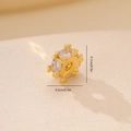 Macro view of a 7mm gold metal spacer bead with cubic zirconia and dimension guides - Gold Shiny Multi-Zirconia