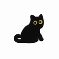 Cartoon schwarze Katze Emaille Brosche mit gelben Augen aus hochwertiger Legierung - Seitlich Sitzender Schwarzer Katzenstil (QHXZ3585)