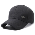 Klassieke zwarte sport-baseballpet van high-density twill met zilveren metalen sportlogo - Verstelbaar / Grijs