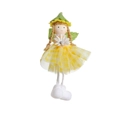 Easter fairy hanging ornament with yellow plaid skirt and sunflower hat for spring decor - Yellow Plaid Skirt Girl