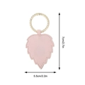 Magnetischer Hutclip aus rosa Litschi-Leder in Blattform mit goldenem Ring und Maßen - Blatt Stil / Rosa