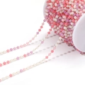 3mm pink purple white amethyst beads on gold chain for DIY jewelry making - 3mm Mixed Color Crystal Gold Chain Style 03