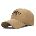 Khaki corduroy baseball cap with brown embroidered studio lettering in retro style - Adjustable / Deep Beige