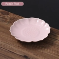 Pink lotus-shaped ceramic dish with textured center for jewelry or desserts - Six Petals Green Lotus-Peach Pink