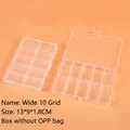 Macro shot of 10-compartment transparent plastic storage box with hanging hook design - Wide 10-Compartment (13x9x1.8cm)