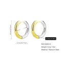 Minimalist titanium steel hoop earrings featuring a stylish two-tone gold and silver design - 4.0*12mm / Two Colors