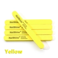 Washable yellow straight nail file sponge buffer with S100/180 grit for manicure shaping - Yellow