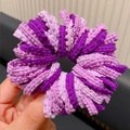 Elastic purple fabric hair tie with durable towel-like texture for women's ponytails - Gradient Purple Wavy 100Pcs with Jar