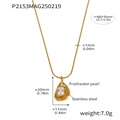 Technische Skizze der Halskette mit unregelmäßigem Flüssigmetall und Süßwasserperlenanhänger - Gold