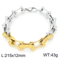 Two-tone gold and silver stainless steel link bracelet for men with 12mm width and 215mm length - Mechanical Style Two-tone (KB207228-Z)