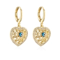 Vergoldete Evil Eye Herz-Ohrhänger mit funkelnden Zirkoniasteinen für Damen - Gold (44300)