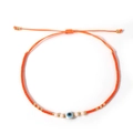 Bracciale bohémien con perline arancioni, occhio di Allah e cordino intrecciato regolabile - arancione brillante