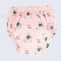 Pañal de aprendizaje rosa para bebés con estampados de perros y cintura elástica - Perro de Ojos Rosas