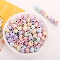 Colorful round acrylic beads with soccer patterns for DIY jewelry making and crafts - 12mm White Colored Soccer (50pcs)