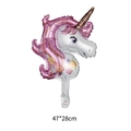 Mini palloncino unicorno in alluminio rosa e viola con fiori, dimensione 47x28cm - Mini testa di unicorno rosa-47*28cm