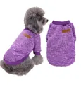Classic purple knitted dog sweater with fleece texture for small pets like poodles - Purple