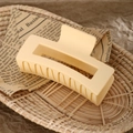 Matte cream yellow rectangular hollow hair claw clip for elegant bun hairstyles - 8.5cm Light Yellow