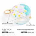Colgante de donut azul claro de acero inoxidable con chispas de colores y asa dorada - Azul Claro-4Pzas / 4 Piezas