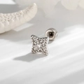 Silver starburst cartilage piercing earring with zircons and secure screw back - Rhombus Star Style (A1044-菱形(单只))