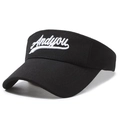 Black sun visor hat with white pineapple embroidery shown from a 45-degree angle - Adjustable / Letter Label Black