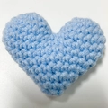 Handmade light blue crocheted heart plush keychain pendant with textured knit yarn - Light Blue Heart