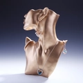 Resin bust jewelry stand with blue gemstone necklace, earrings and bangles set - Gold