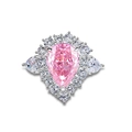 Elegant s925 silver ring featuring a large pear-cut pink zircon center stone with halo - Pear Halo Pink Zirconia (FDJZ-091)