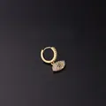 Gold evil eye hoop earring with blue stone and micro-pave white zircon stones - Single Blue Stone Evil Eye Style (15#)