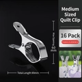Pack of 16 medium stainless steel clothes pegs for quilts, length 90mm with 60mm opening - Medium Blanket Clips - 16 Pack