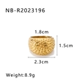 Detail view of 18K gold plated hammered ring with dimensions 1.8cm width and 8.9g weight - Gold-Hammered Texture (196)