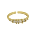 18K gold adjustable ring for women with five-stone rectangular cubic zirconia inlay - Adjustable Open / April