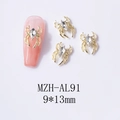 Details von 9x13mm Gold-Spinne Nailart-Anhängern mit Diamant auf rosa Nägeln - Goldener Sockel Transparenter Stein (AL91)