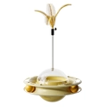 Jouet distributeur de friandises pour chat en forme d'OVNI avec plumes et cloches - Distributeur de friandises Culbuto Plateau Tournant / Jaune