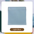 Light blue faux leather mini storage pouch with snap closure for earphones and jewelry - 9*18cm / Light Blue